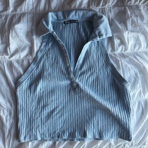 Zara Baby Blue Collared Top
